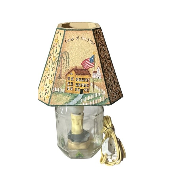 Vintage Decorative Jar Lamp July 4th Land of the Free Electric Resin Shade 9" - Picture 2 of 3